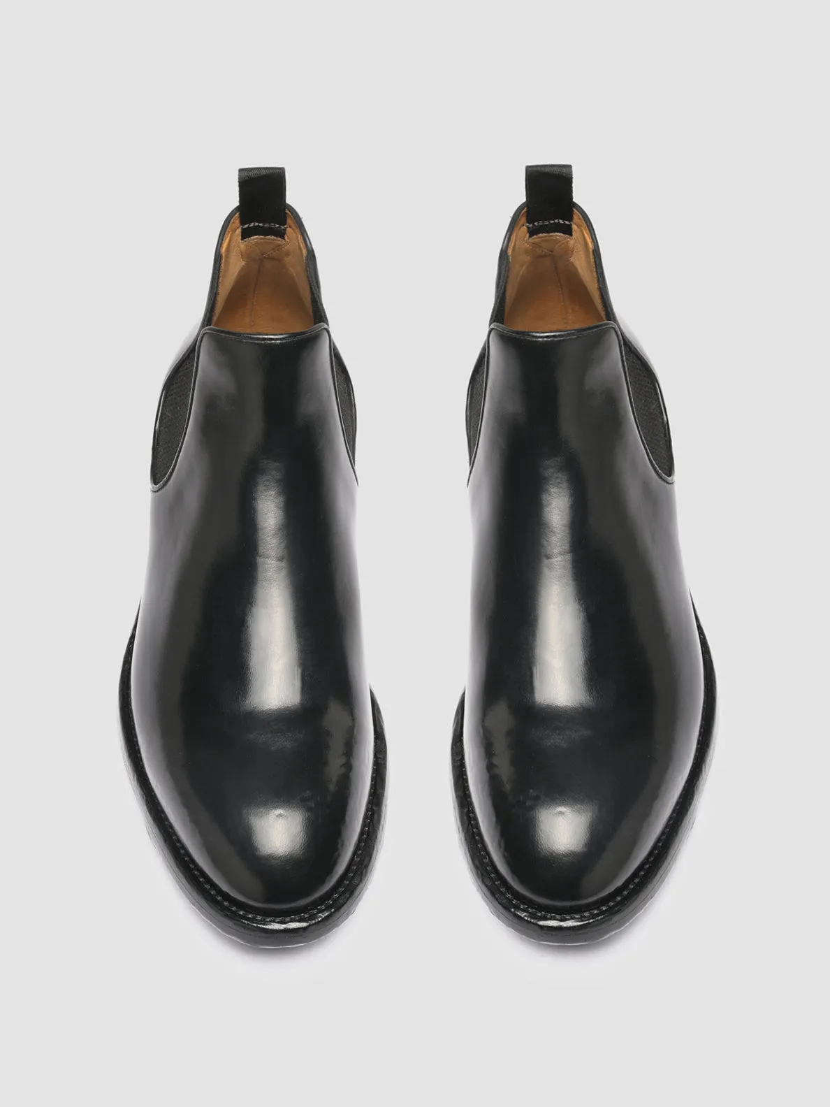 TEMPLE 008 - Black Leather Chelsea Boots