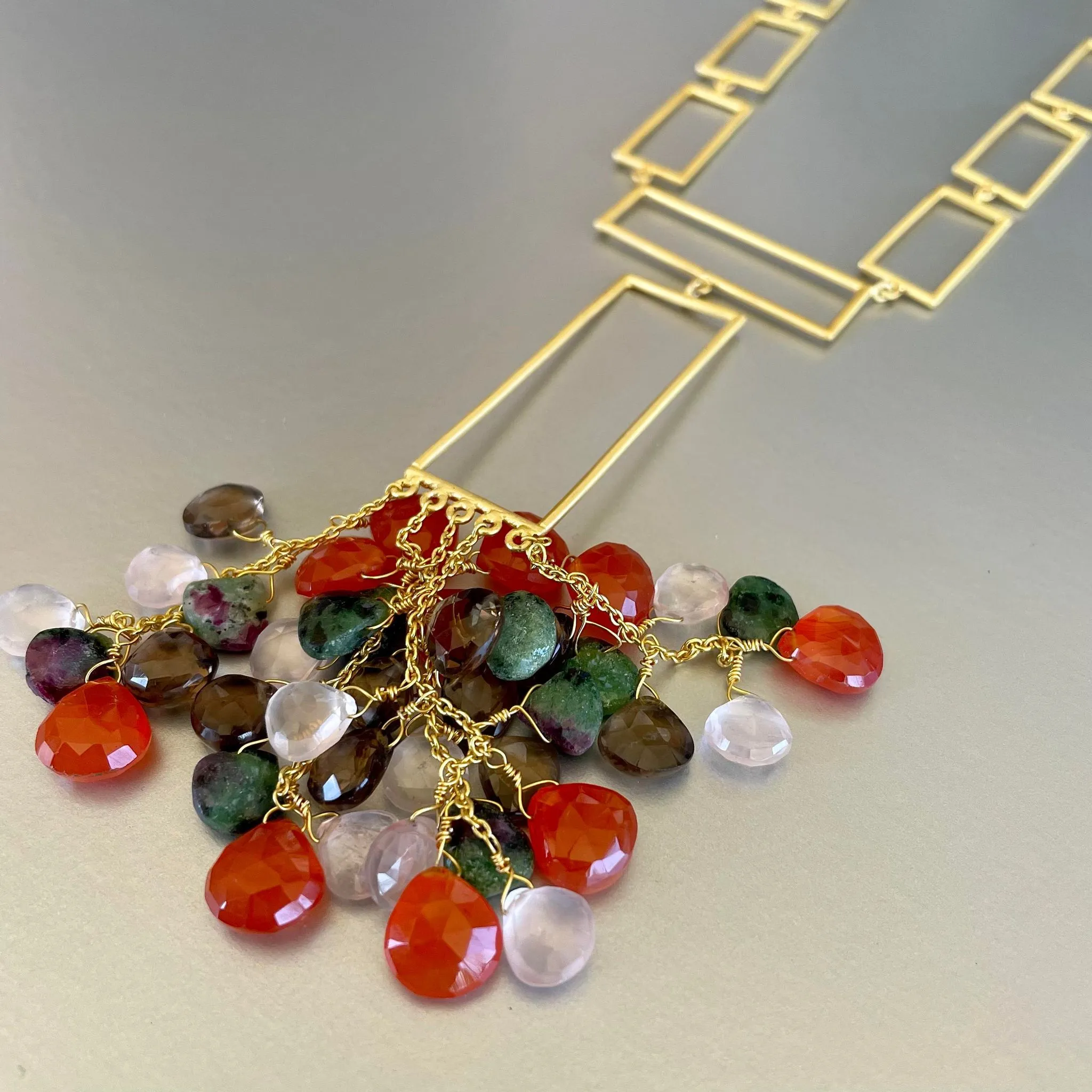 Thalia Necklace With Gemstone Cluster