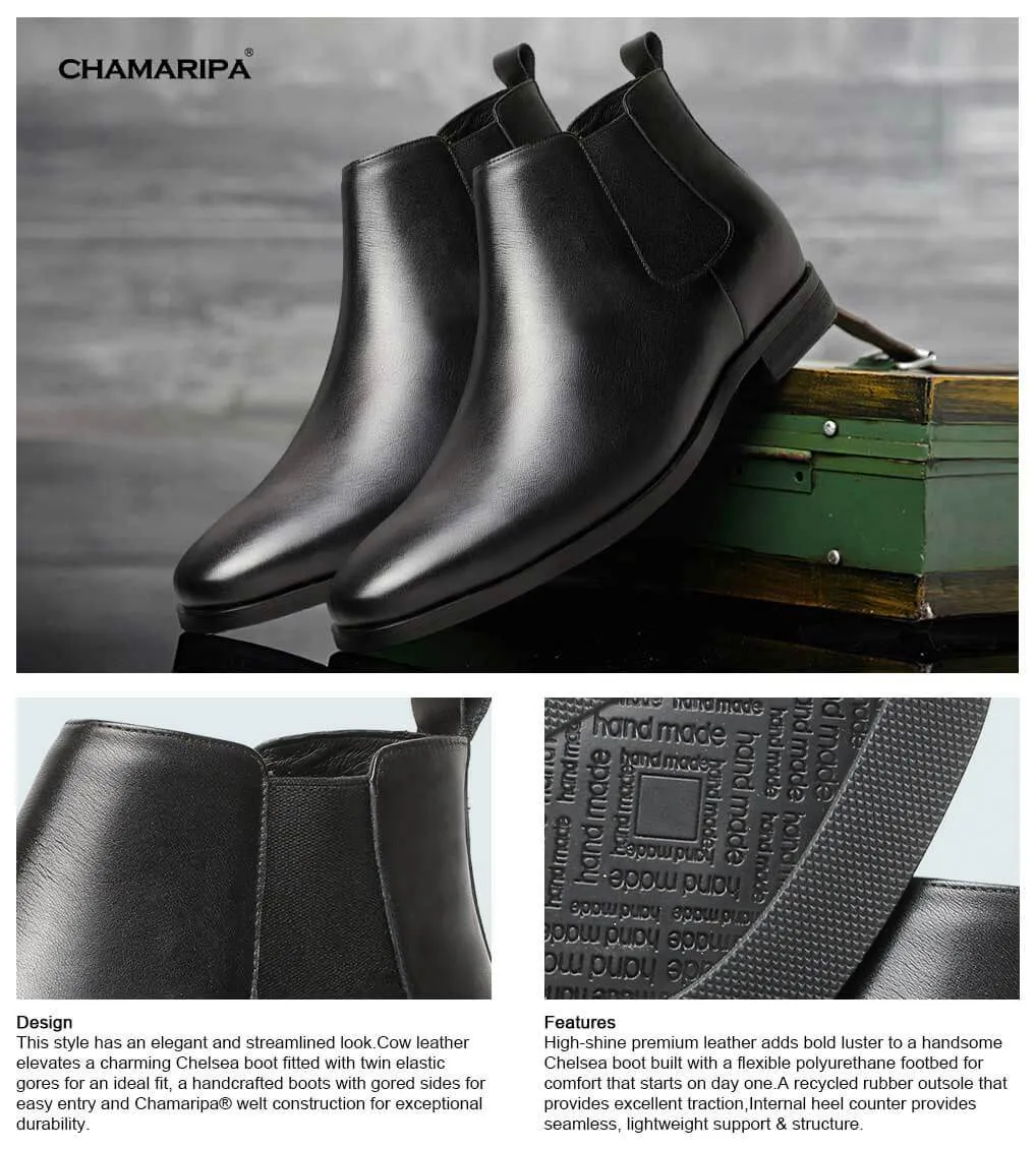 This item only ships to the United States - 6 CM / 2.36 Inches CMR CHAMARIPA Height Increasing Boots Leather Dress Boots that Add Height