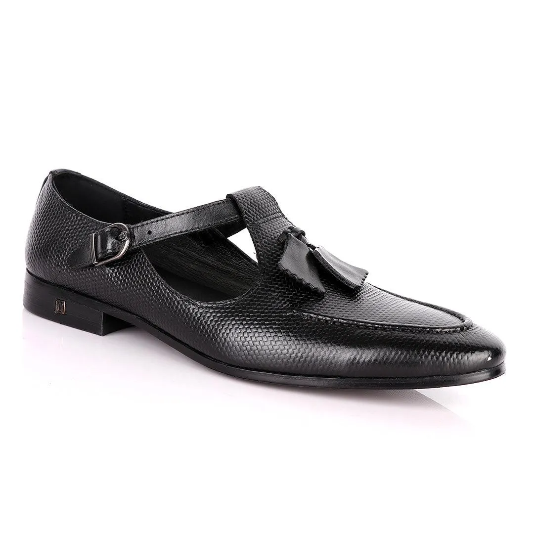 Thom Browne Tassel woven pattern Black Leather Shoe