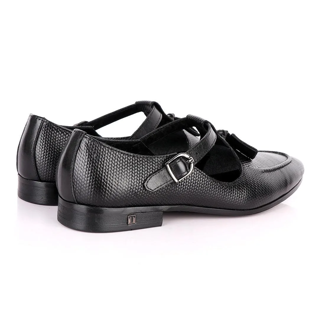 Thom Browne Tassel woven pattern Black Leather Shoe