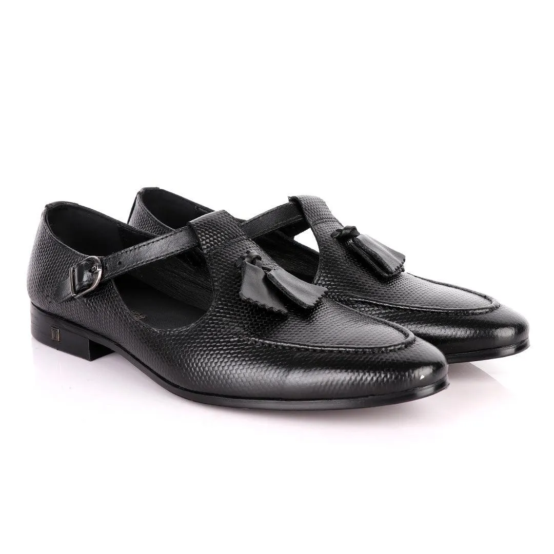 Thom Browne Tassel woven pattern Black Leather Shoe