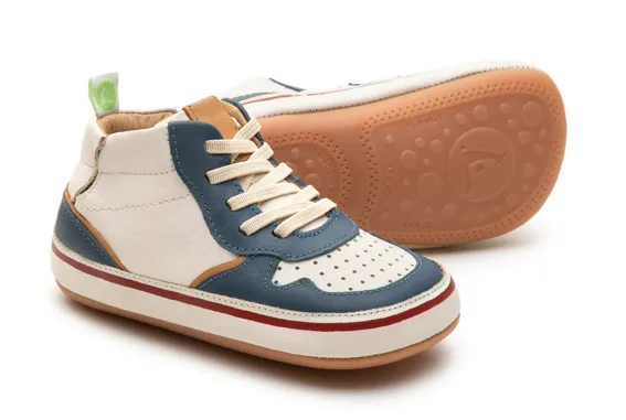 Tip Toey Joey Boy's and Girl's Brinky High Top Sneakers, Tapioca/Laguna