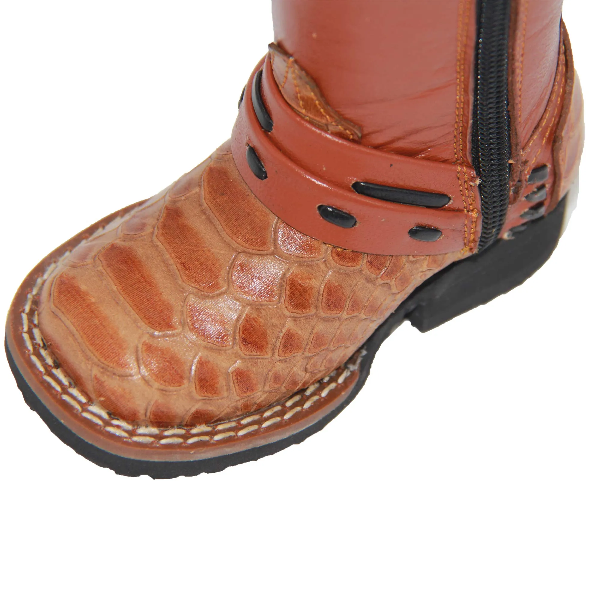 Toddler Infant Snake Print Leather Western Boot