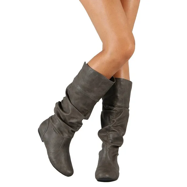 Trendy Mid Calf  Round Toe Boots