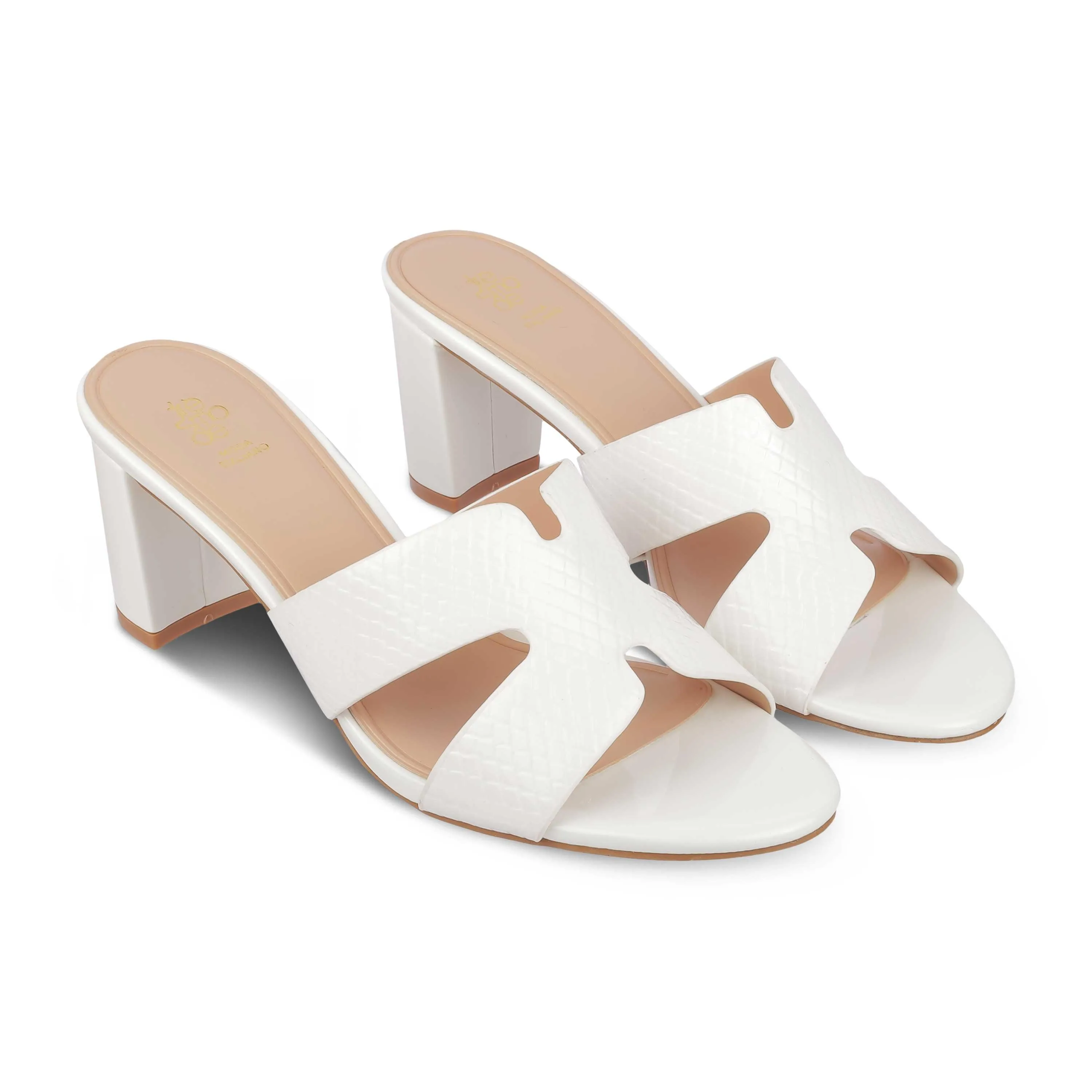 Tresmode Rovero White Women's Dress Block Heel Sandals