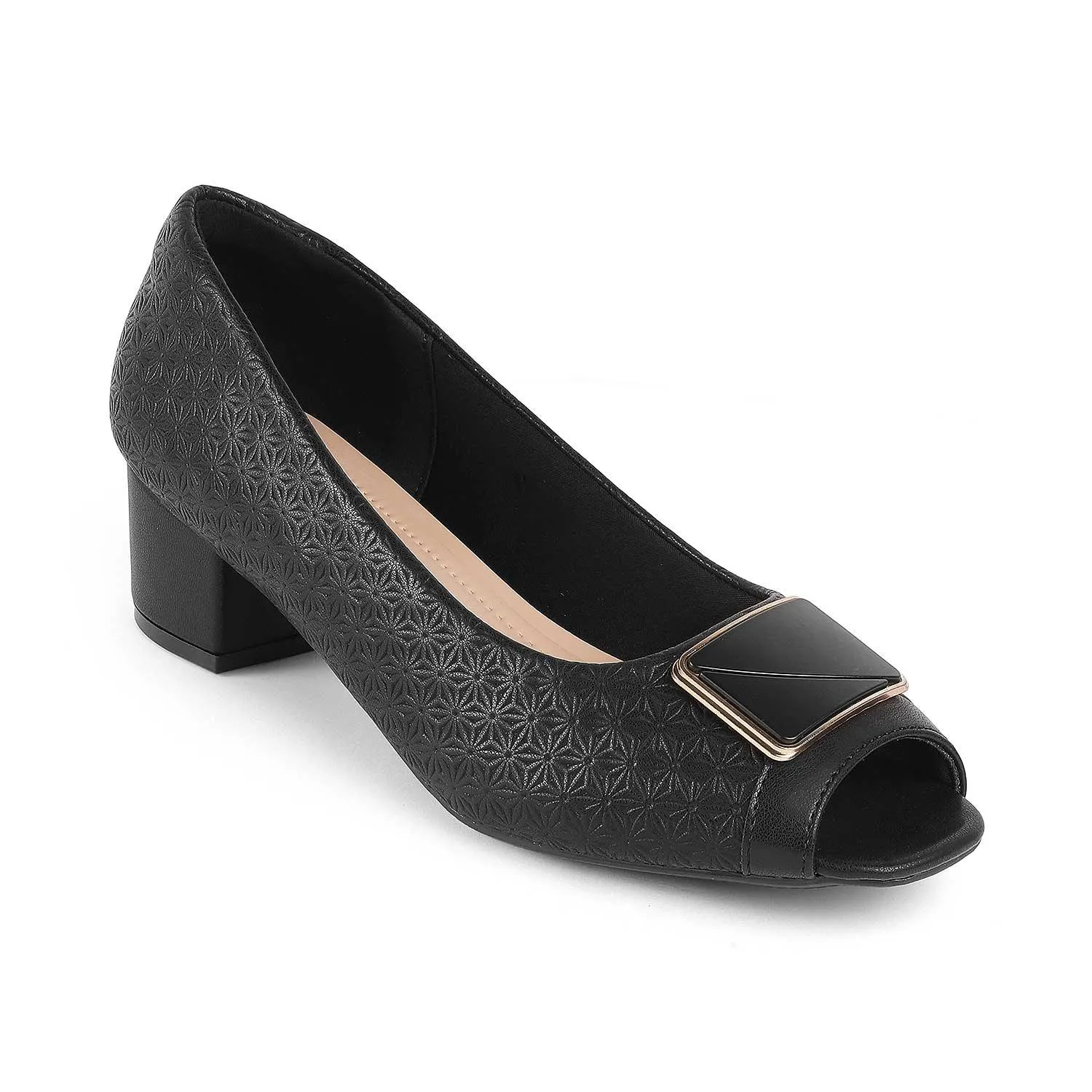 Tresmode Treroy Black Women's Peep Toe Sandals