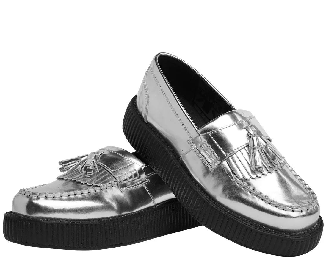 T.U.K Metallic Silver Loafer Viva Low Creeper