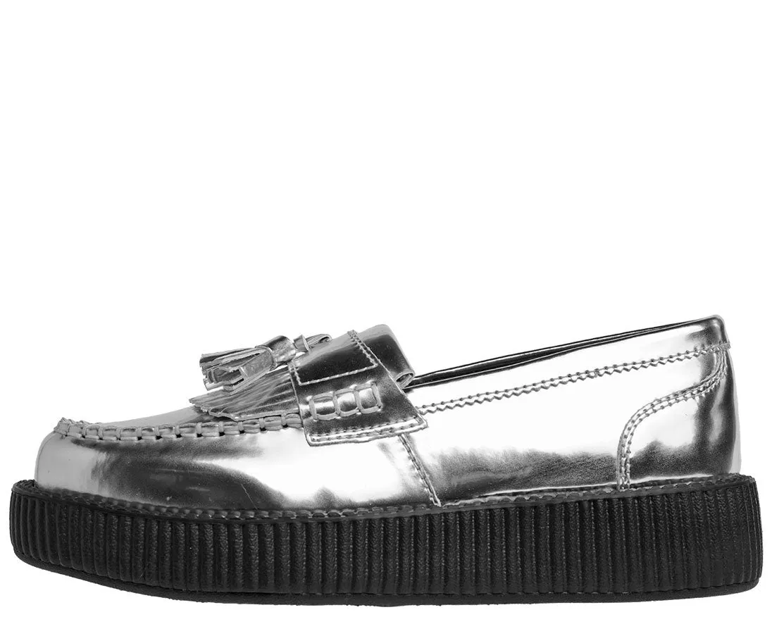 T.U.K Metallic Silver Loafer Viva Low Creeper