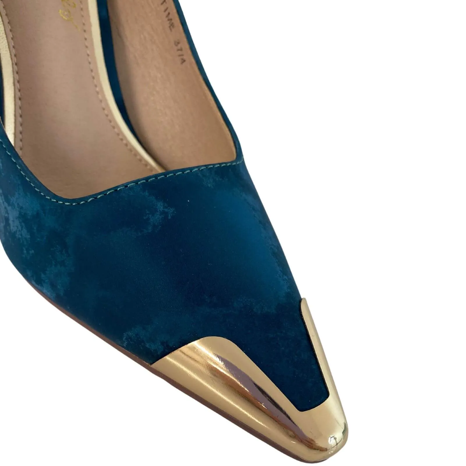 Una Healy Gold Tipped Toe Stiletto Shoes - Teal