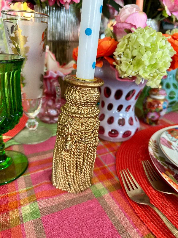 Vintage Candle Holder, Tassel