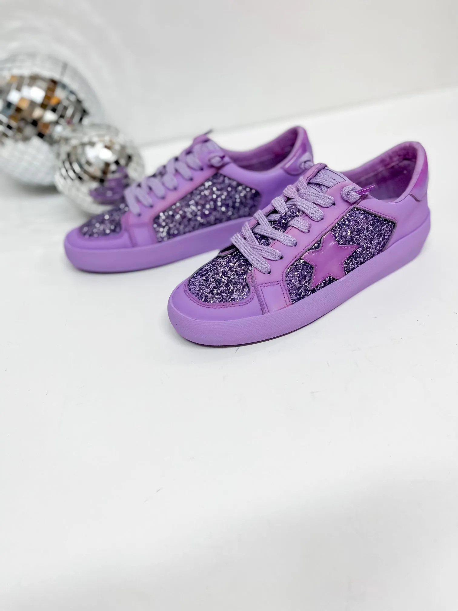 Vintage Havana | Alexis Dip Dye Glitter Sneakers in Purple