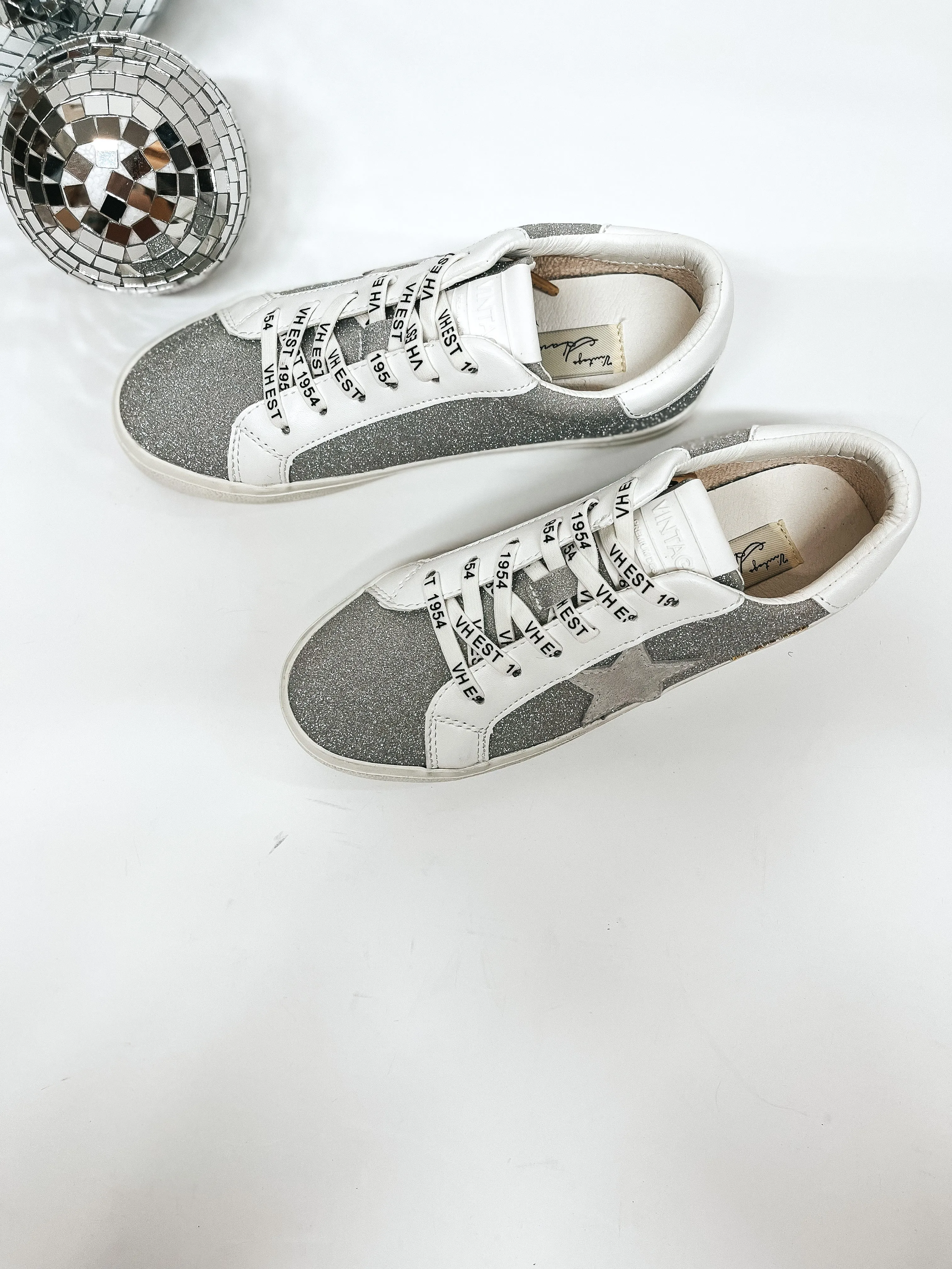 Vintage Havana | Sutton Glitter Sneakers in Silver