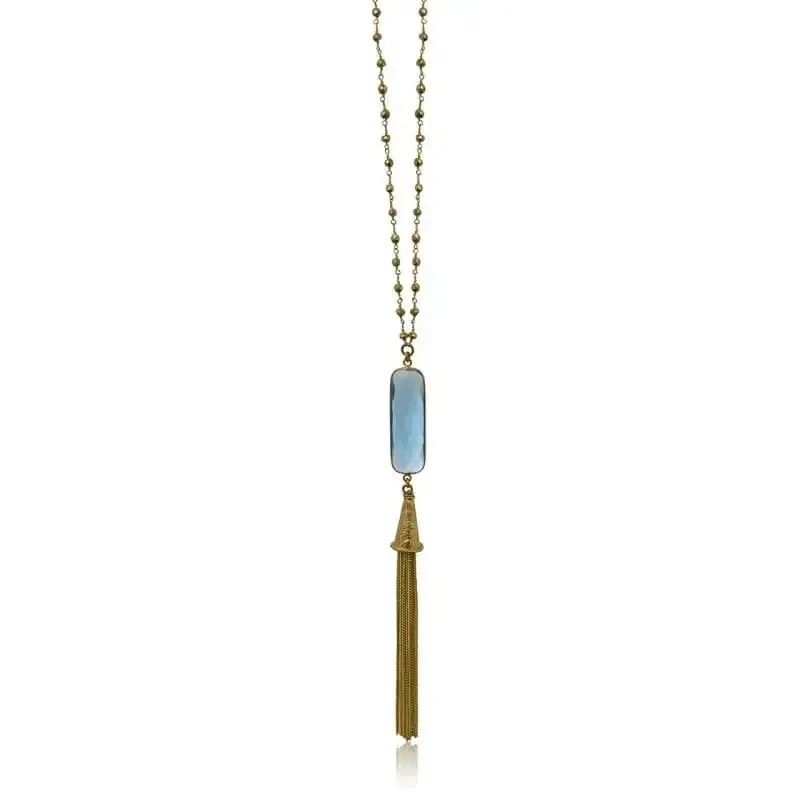 Vivid Capri Blue Tassel Necklace | Ocean Jewelry