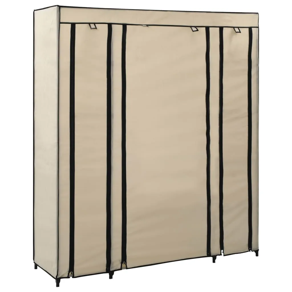 Wardrobe with Compartments and Rods Cream 150x45x176 cm Fabric