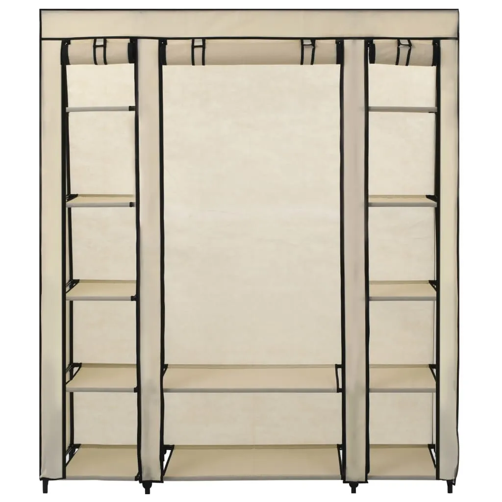 Wardrobe with Compartments and Rods Cream 150x45x176 cm Fabric