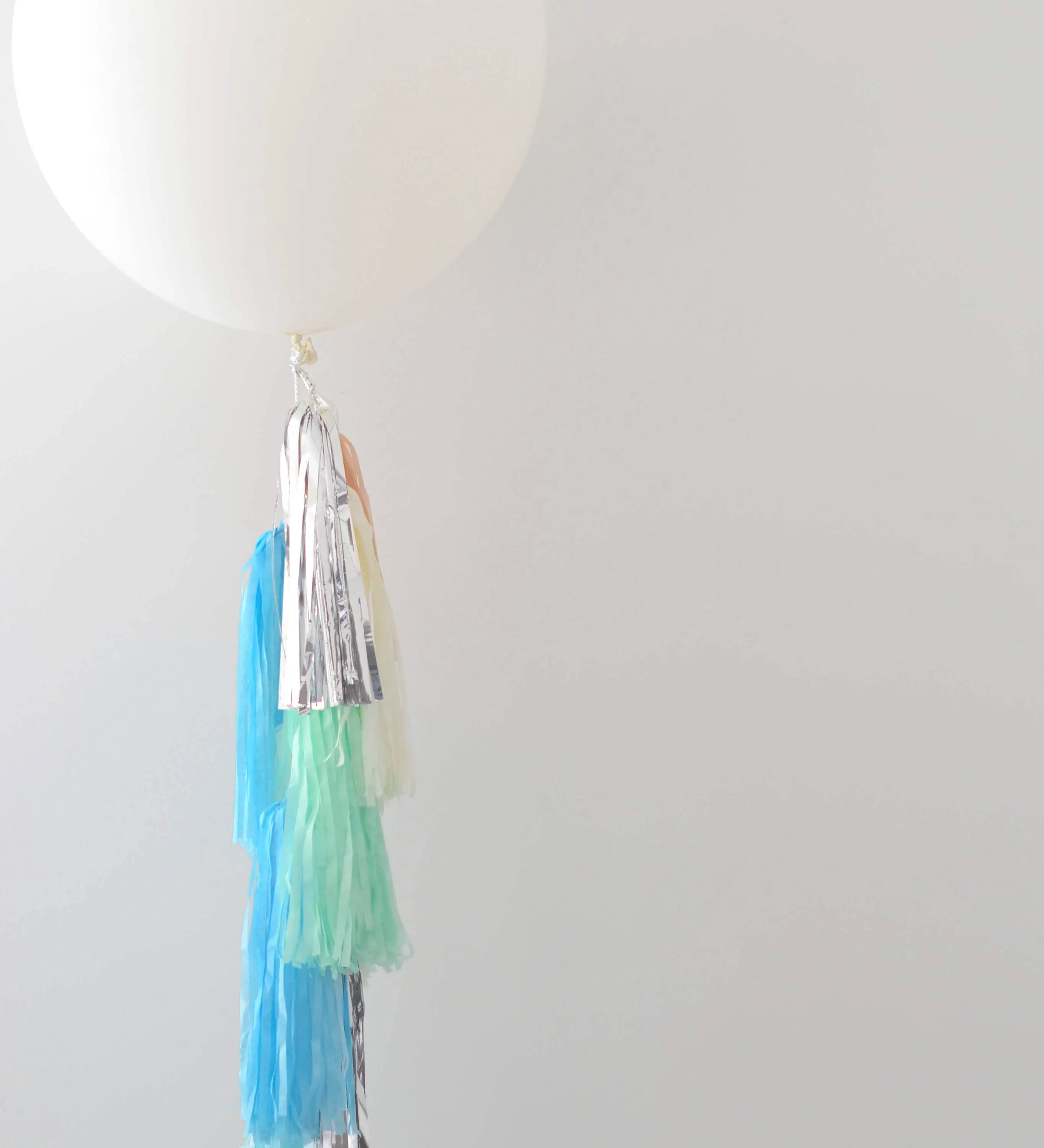 White Jumbo Balloon with Tassel Tail Fringe - Latex Balloon - blue silver mint ivory Wedding  bridal Shower Photoshoot backdrop Decorations