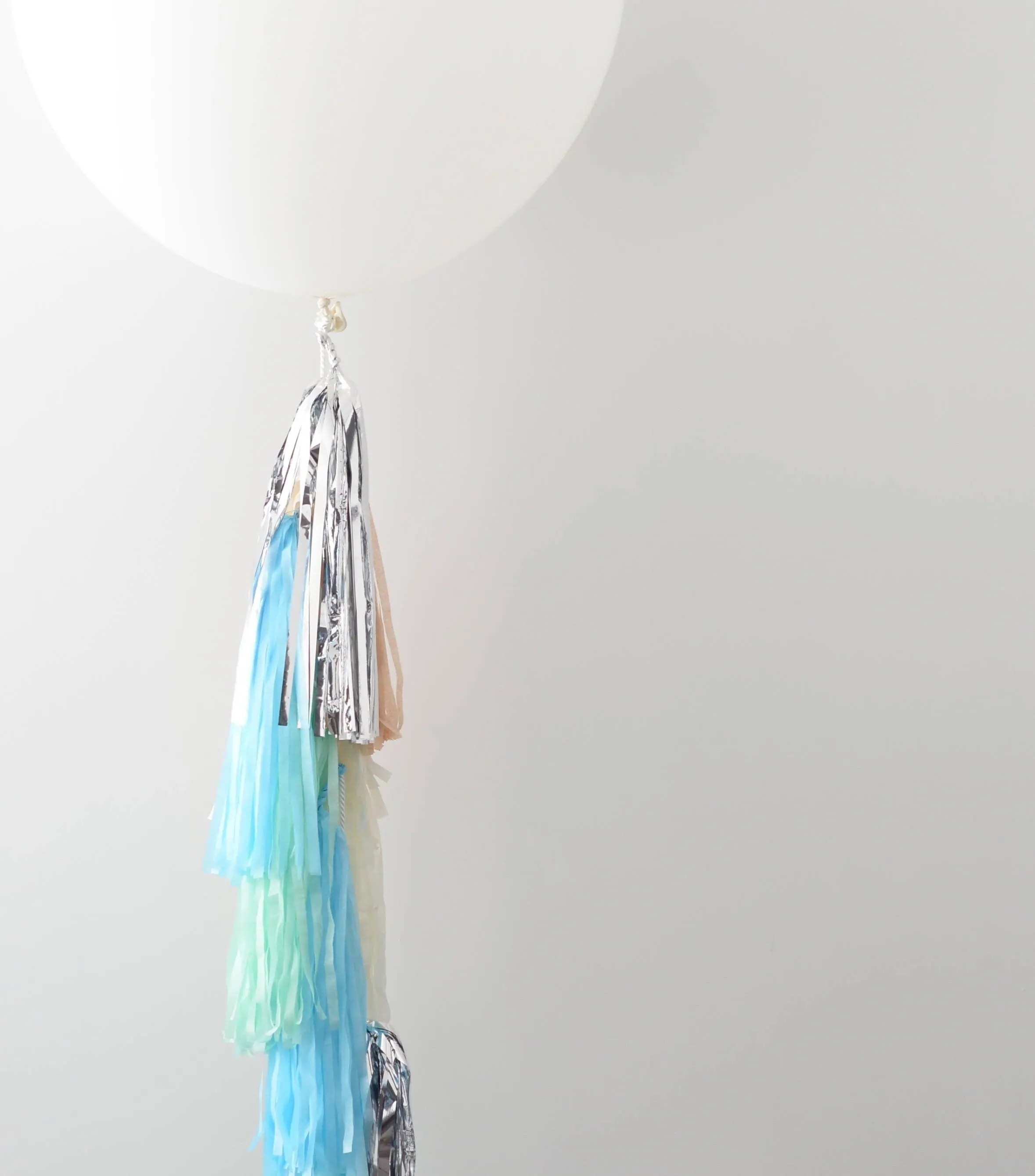 White Jumbo Balloon with Tassel Tail Fringe - Latex Balloon - blue silver mint ivory Wedding  bridal Shower Photoshoot backdrop Decorations