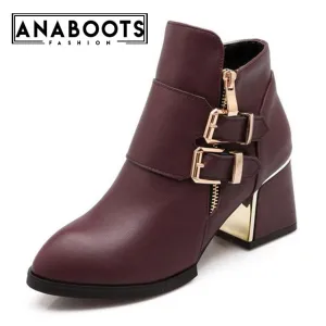 Women Boots Ankle Heels Western