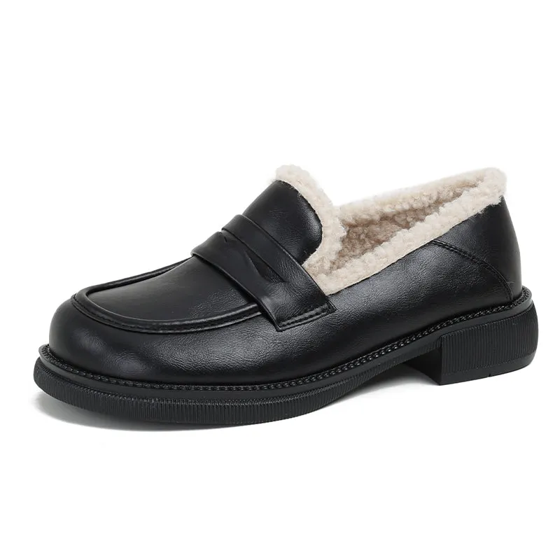 Women Retro Winter Furred Casual Loafers