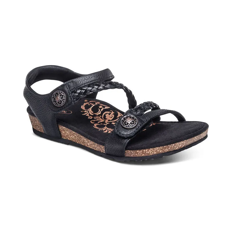 Women's Aetrex Jillian Braided Quarter Strap SC450 Color: Black