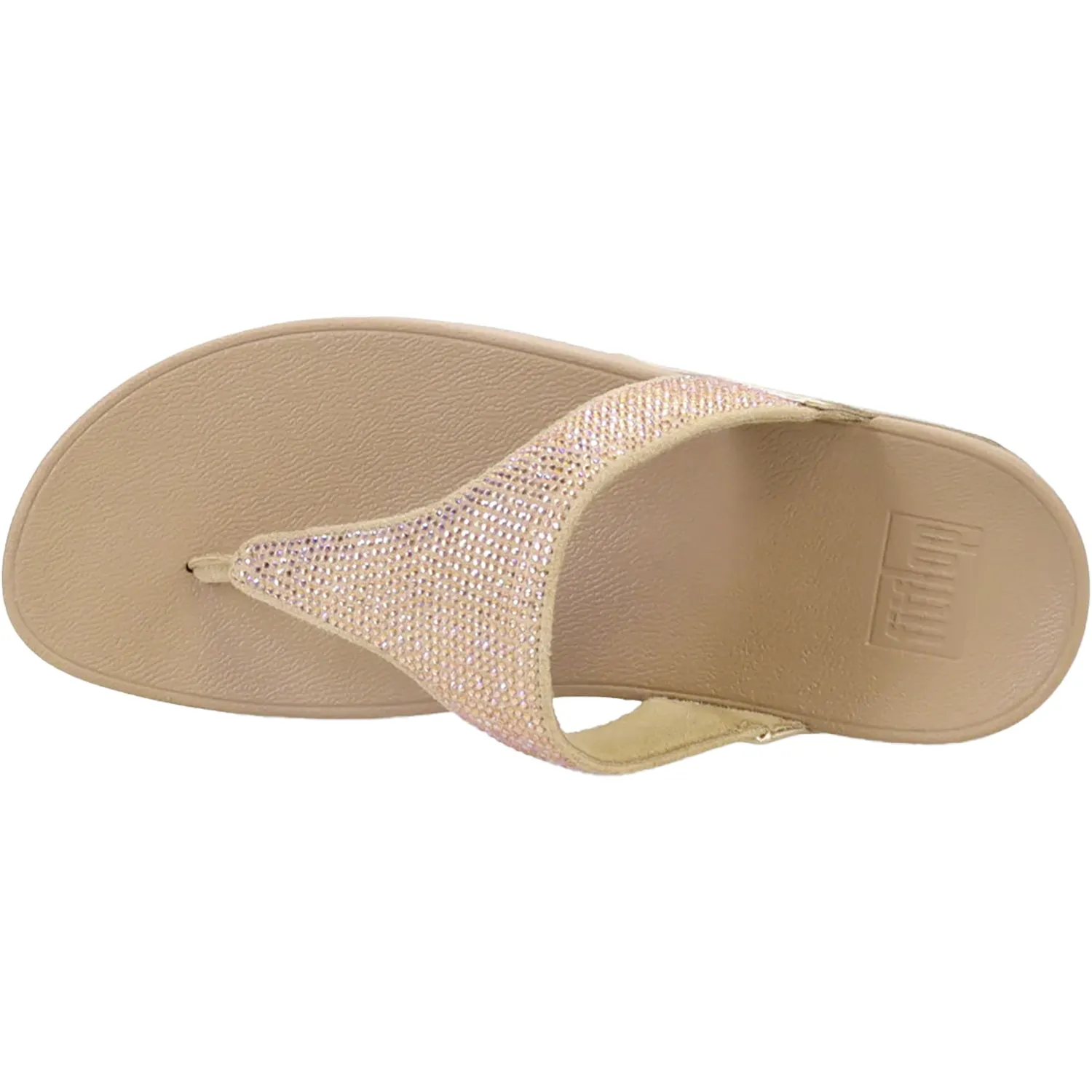 Women's Fit Flop Lulu Crystal Embellished Toe Post Latte Beige Synthetic