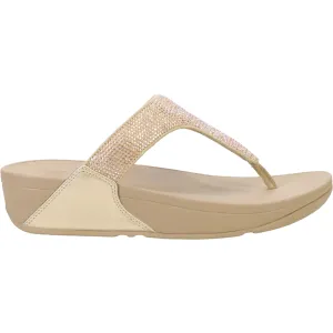 Women's Fit Flop Lulu Crystal Embellished Toe Post Latte Beige Synthetic