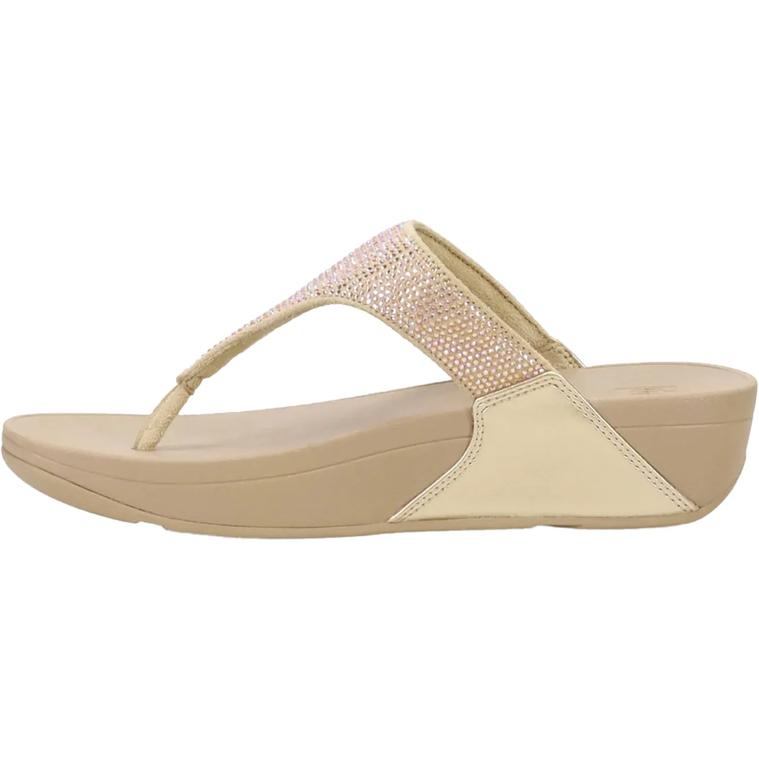 Women's Fit Flop Lulu Crystal Embellished Toe Post Latte Beige Synthetic