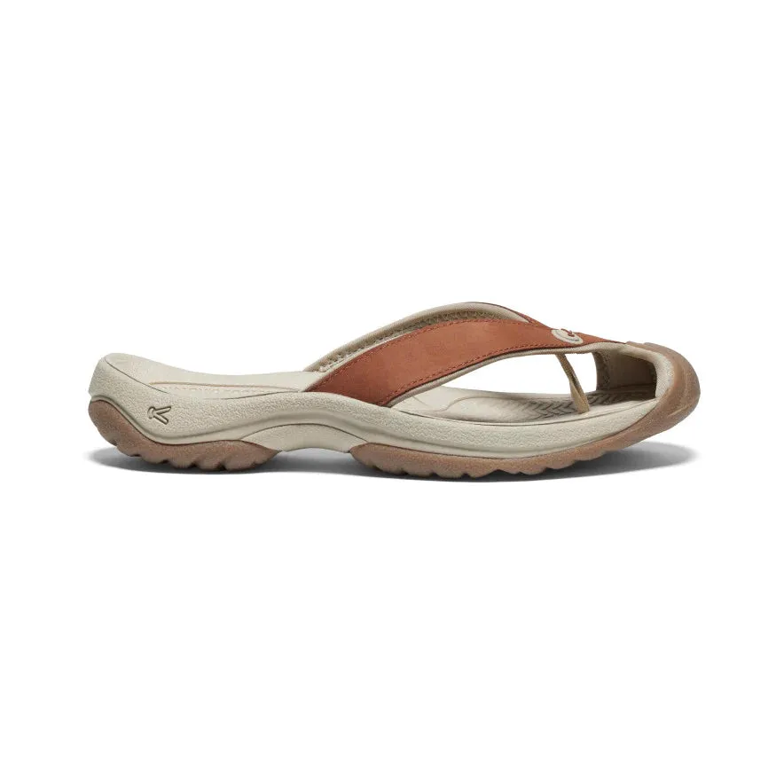 Women's Keen Waimea Leather Flip Flop Color: Sorrel Horse/Plaza Taupe