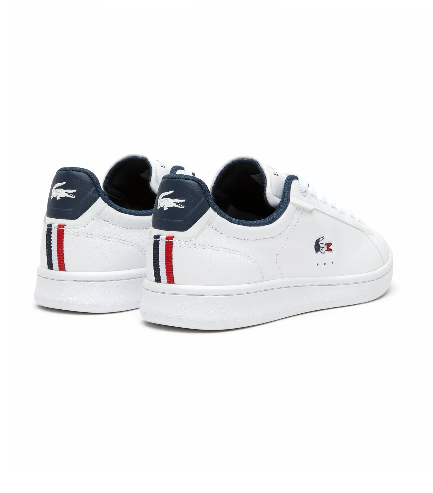 Women's Lacoste Carnaby Pro Leather Tricolour Trainers White/Navy/Red