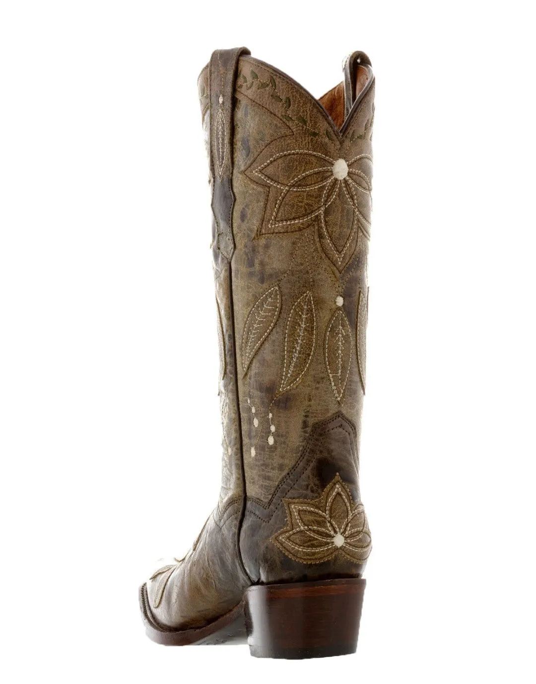 Womens Summer Brown Leather Cowboy Boots - Snip Toe