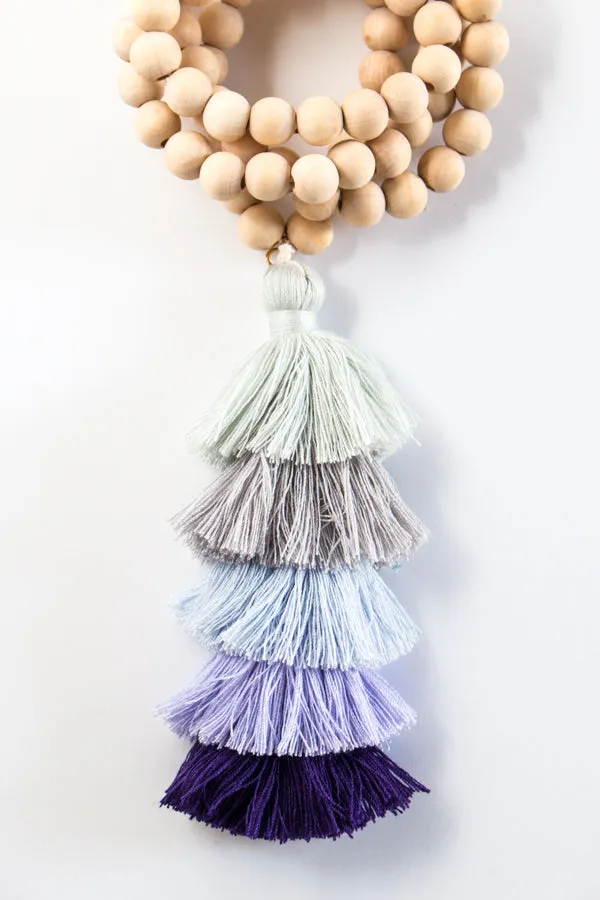 Wood Bead Tassel Necklace | 9 Colors