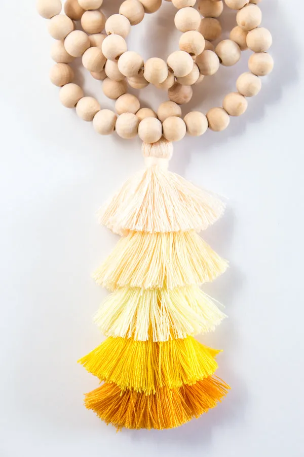 Wood Bead Tassel Necklace | 9 Colors