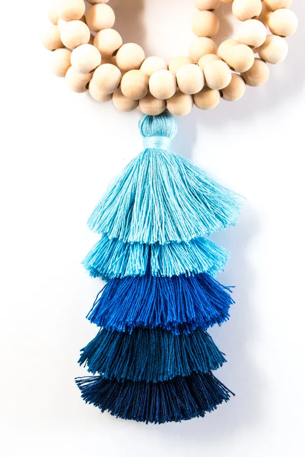 Wood Bead Tassel Necklace | 9 Colors