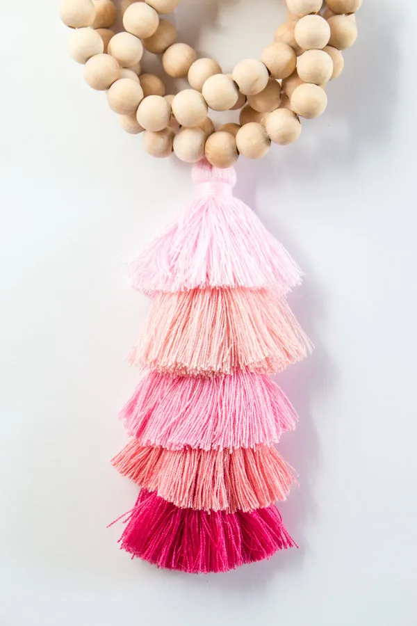 Wood Bead Tassel Necklace | 9 Colors