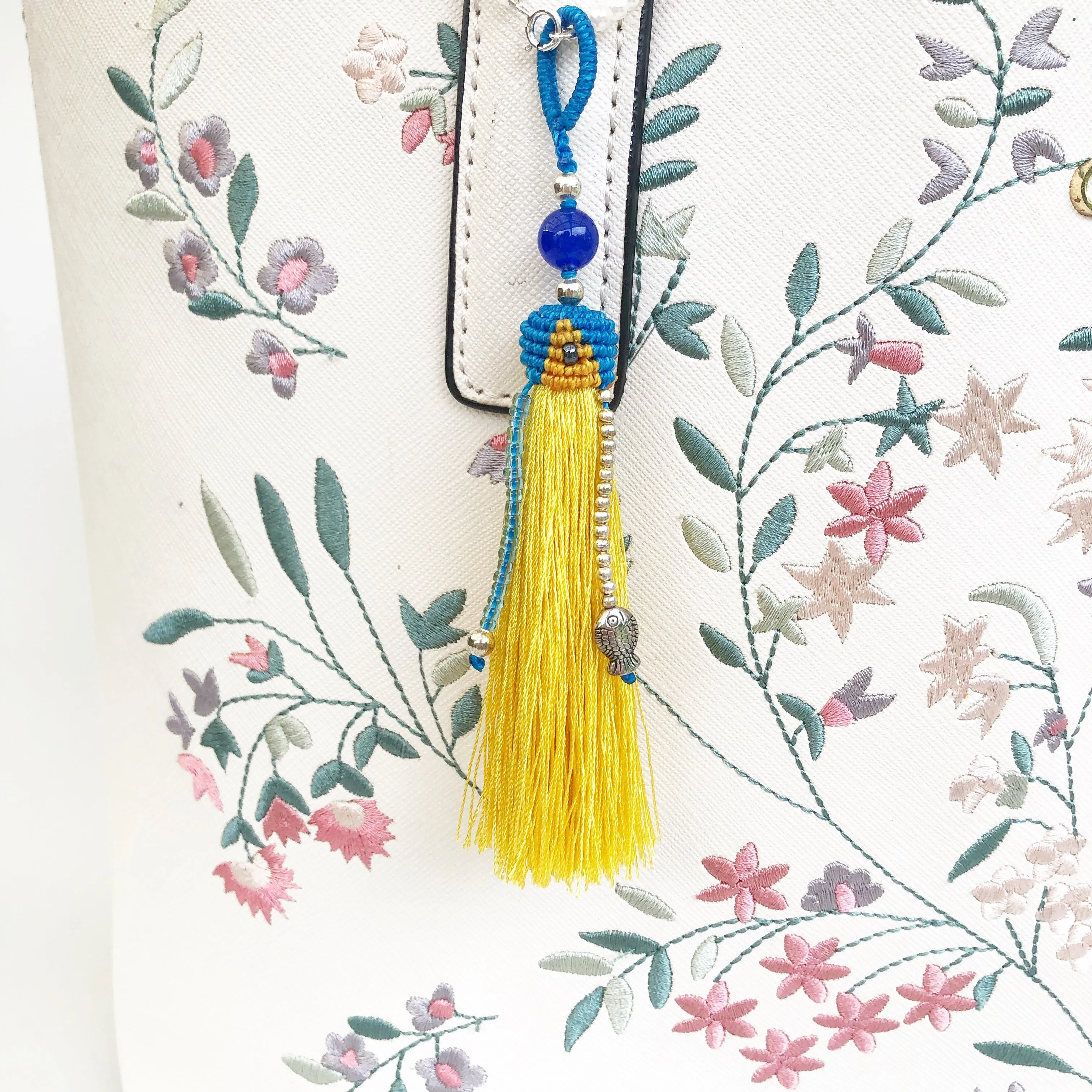 Yellow Silk Tassel Bag Accessory