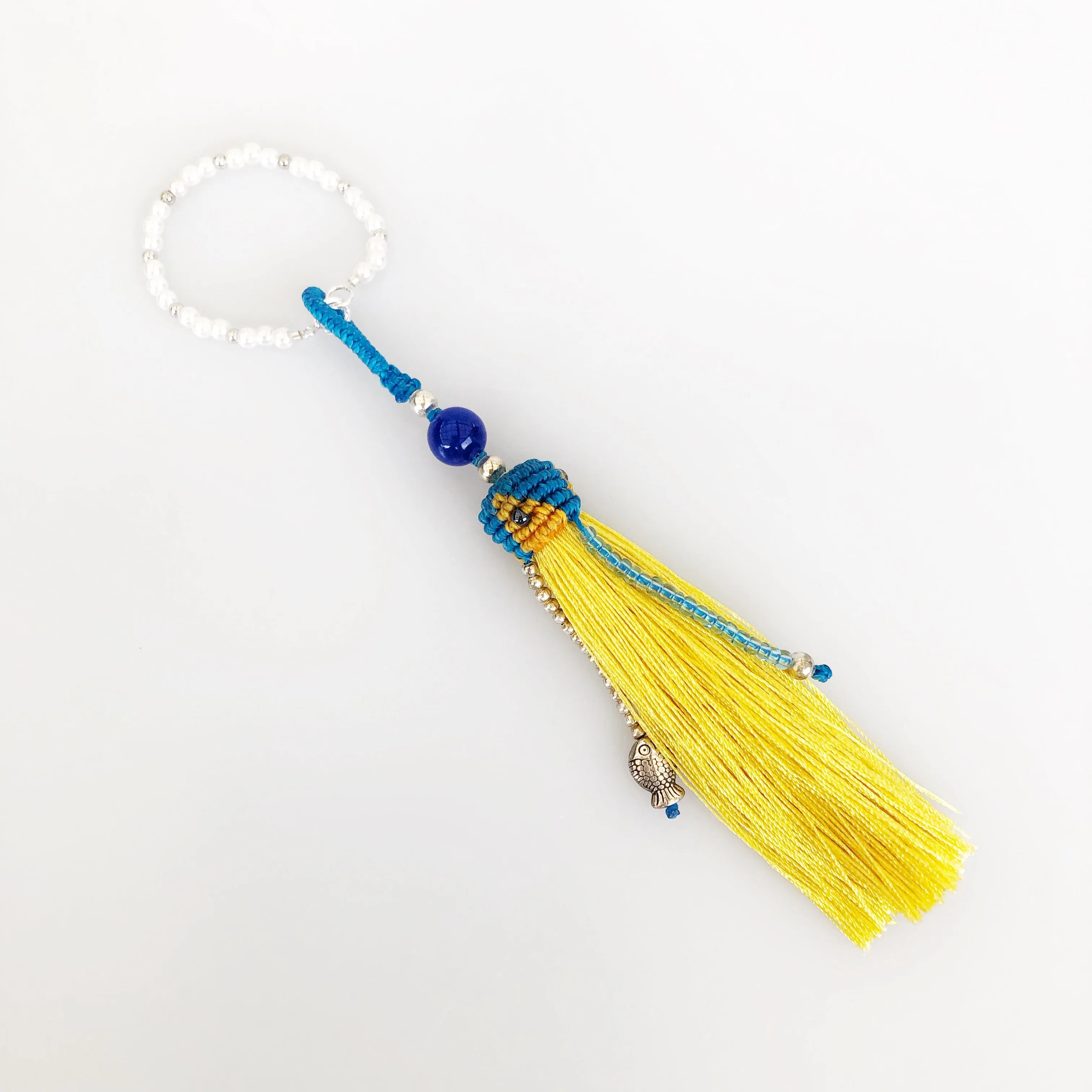 Yellow Silk Tassel Bag Accessory