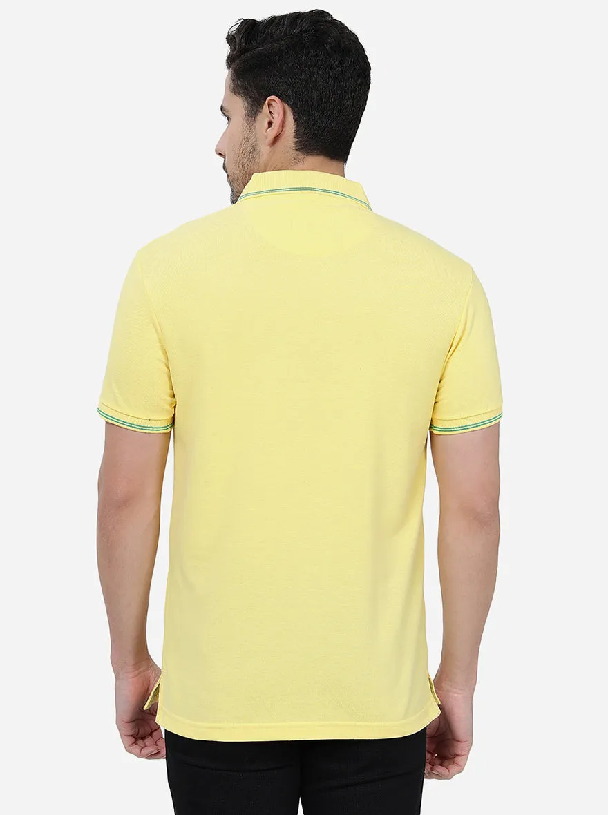 Yellow Solid Slim Fit Polo T-Shirt | Greenfibre