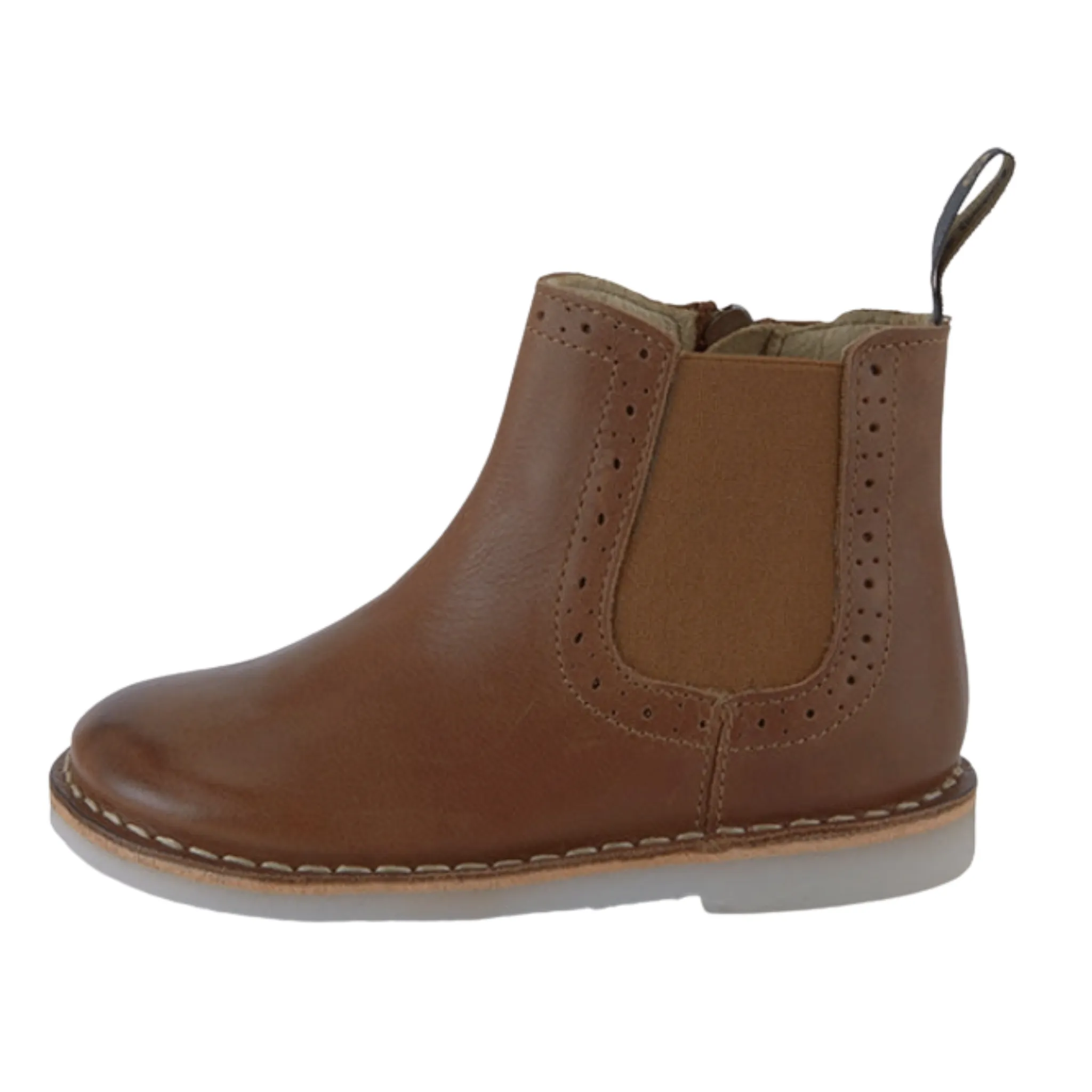 Young Soles Girl's Marlowe Chelsea Leather Boot - Tan Burnished